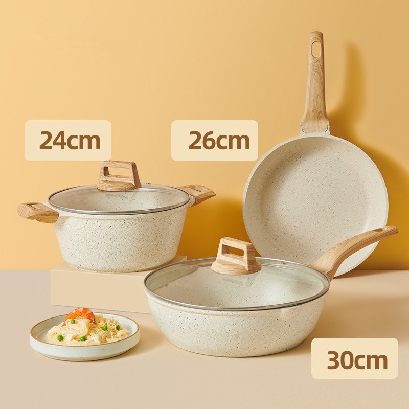 Hot Sale Aluminum Nonstick Cookware Set White Induction Ceramic Pot with Lid Kitchen Cookware Set
