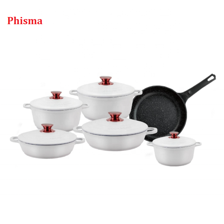 High Quality 11pcs Aluminium Cookware Set Marble Non Stick Cooking Pots And Pans For Kitchen