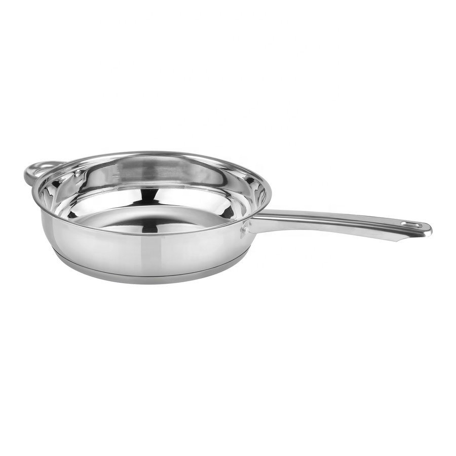 Stainless Steel Wholesale Utensils Wood Grain Handle Induction Bottom Covered Stockpot 4Pcs Fry Pan Capsule Cookware Sets