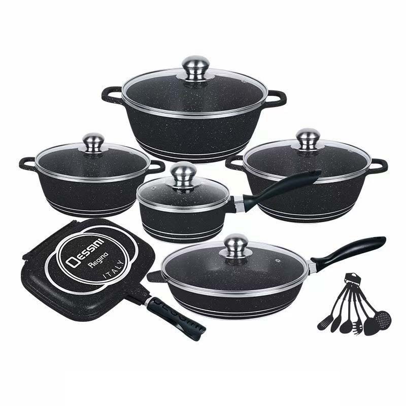 2024 Die Cast Aluminum Nonstick Cookware Sets with Glass lid Fry Pans Set Cookware Non Stick Coating Kitchen Cookware Sets
