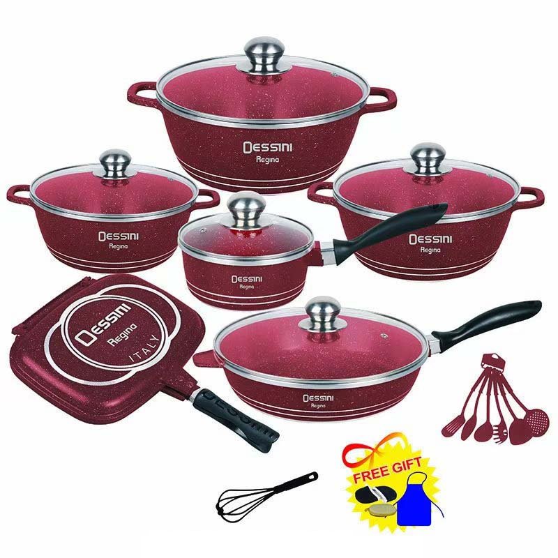 2024 Die Cast Aluminum Nonstick Cookware Sets with Glass lid Fry Pans Set Cookware Non Stick Coating Kitchen Cookware Sets