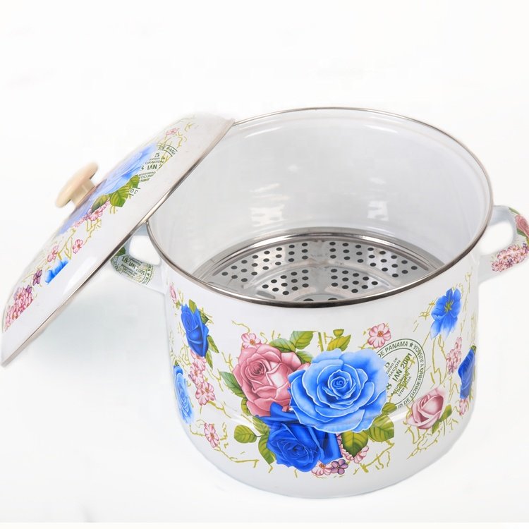 Pot Steamer Customized Cookware Multi-function Pot Enamel Metal Steel Steamer cookware Set