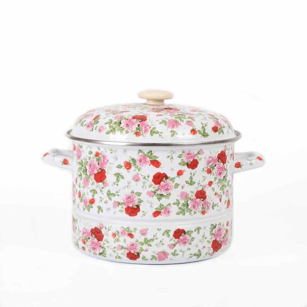Pot Steamer Customized Cookware Multi-function Pot Enamel Metal Steel Steamer cookware Set