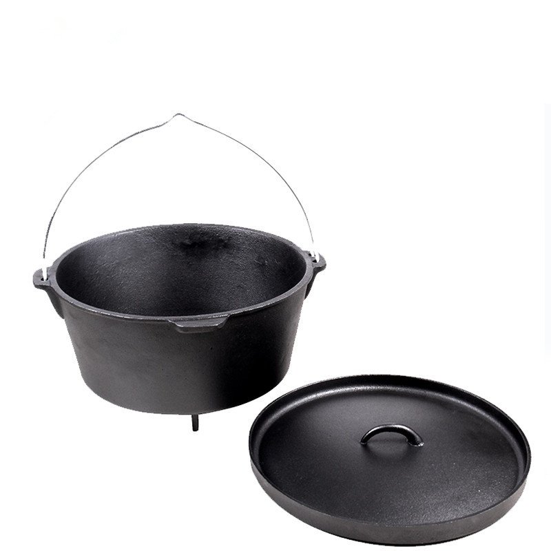 Pre-seasoned Kitchen Ware cookware nonstick soup pot cast iron camping pot 25cm round shape dutch oven with lid