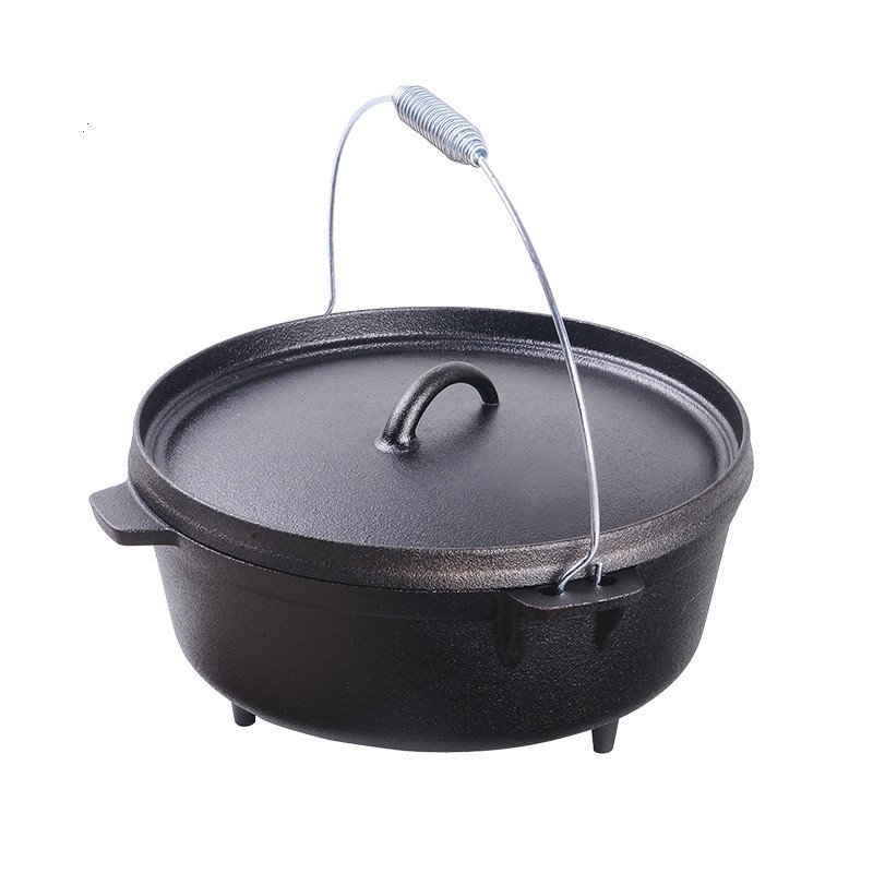 Pre-seasoned Kitchen Ware cookware nonstick soup pot cast iron camping pot 25cm round shape dutch oven with lid