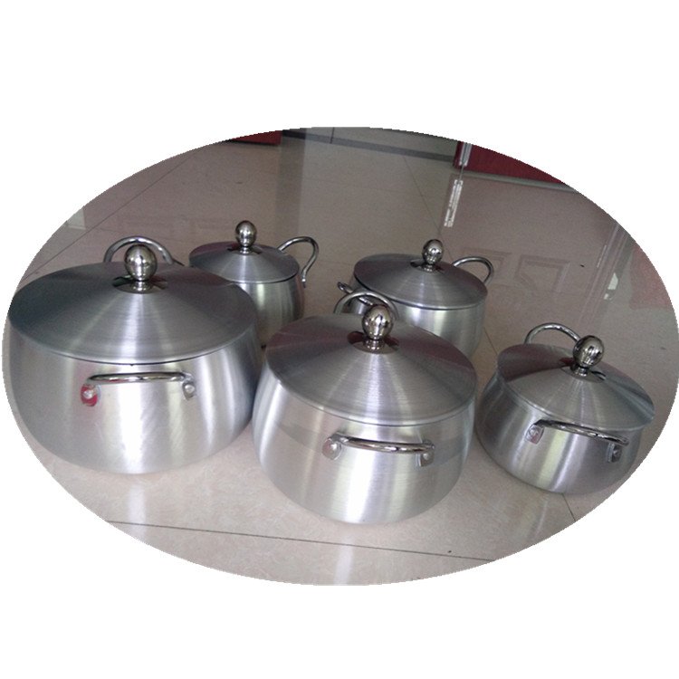 16-24cm Aluminum satin finished belly pot 5pcs aluminum cooking pot set