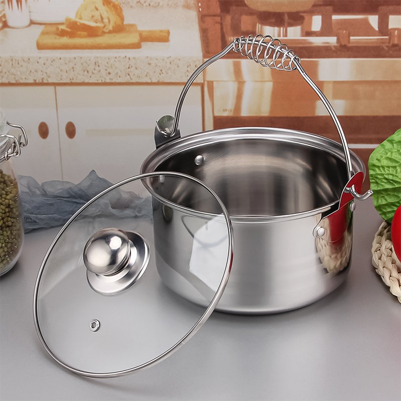 10PCS ollas de cocina Portable Camping Cookware Kitchen Set Stainless Steel Steamer Pot Sets