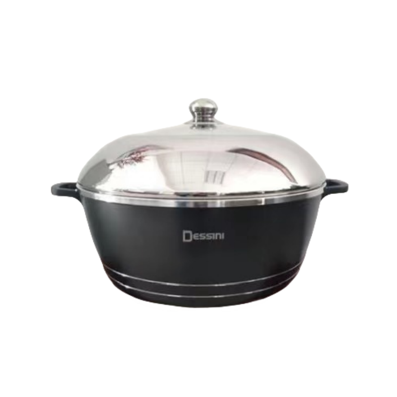 Factory Hot Selling Aluminum Stainless Steel Lid Wooden Handle 44CM Huge Pot Cooking Pot Set Non-Stick Cookware Granite
