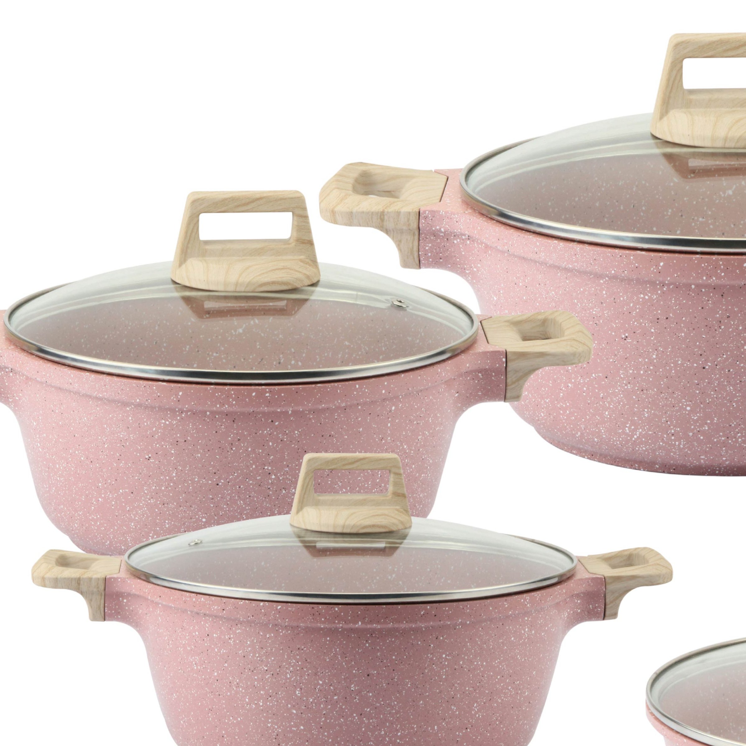Wholesale Die casting aluminum cookware set in marble coating with induction bottom