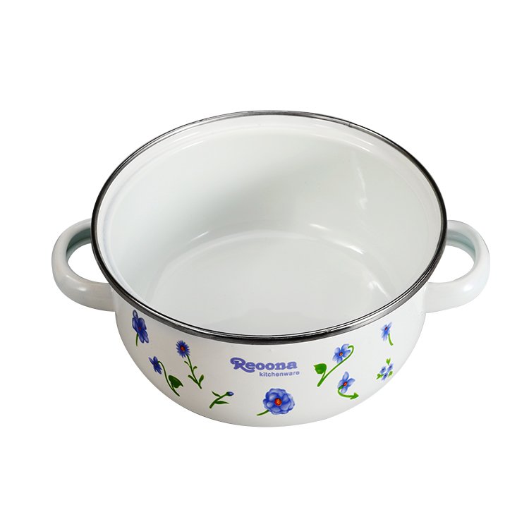 Hot Selling 673-DG blue flower enamel cookware set cast iron cookware soup pots enamel casserole set with glass cover
