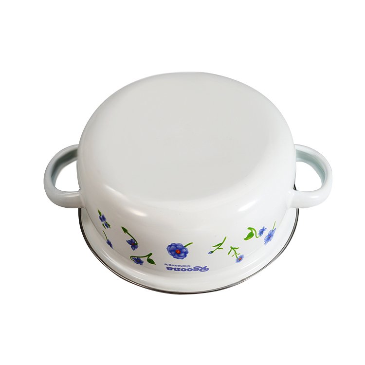 Hot Selling 673-DG blue flower enamel cookware set cast iron cookware soup pots enamel casserole set with glass cover