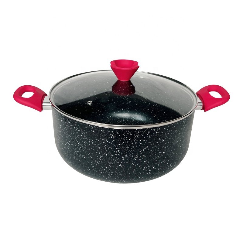 OEM Factory Soft Glue Handle Cooker Soup Pot Popular Non Stick Aluminum Cookware Sets Cookware