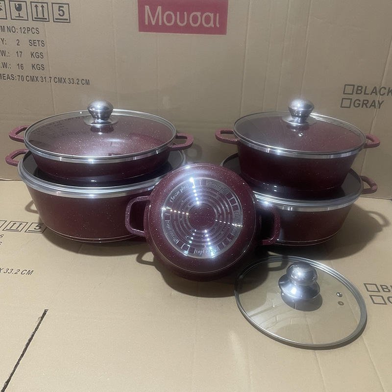 10PCS Die Cast Aluminum soup & stock pots home cooking non-stick cookware sets