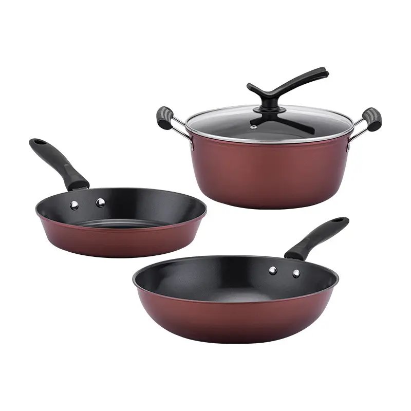 Household Kitchen Aluminum 3pcs Non Stick Pot and pan Sets Cookware Sets