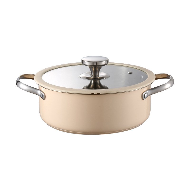 Customizable Korean Style Kitchen Cook cookware sets with Glass Lid Stainless Steel Cooking Pot Set