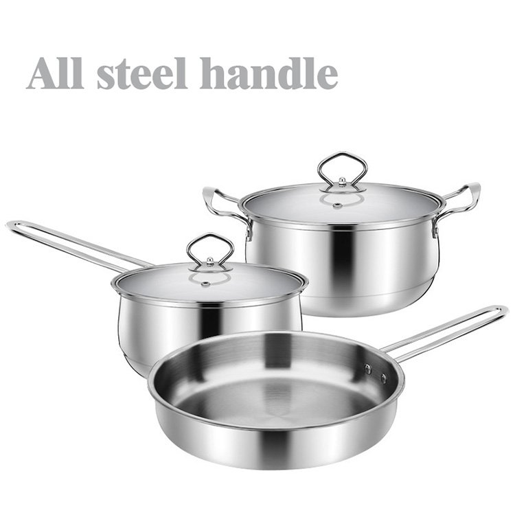 430 stainless steel saucepan milk pan frying pan 3-piece cookware set