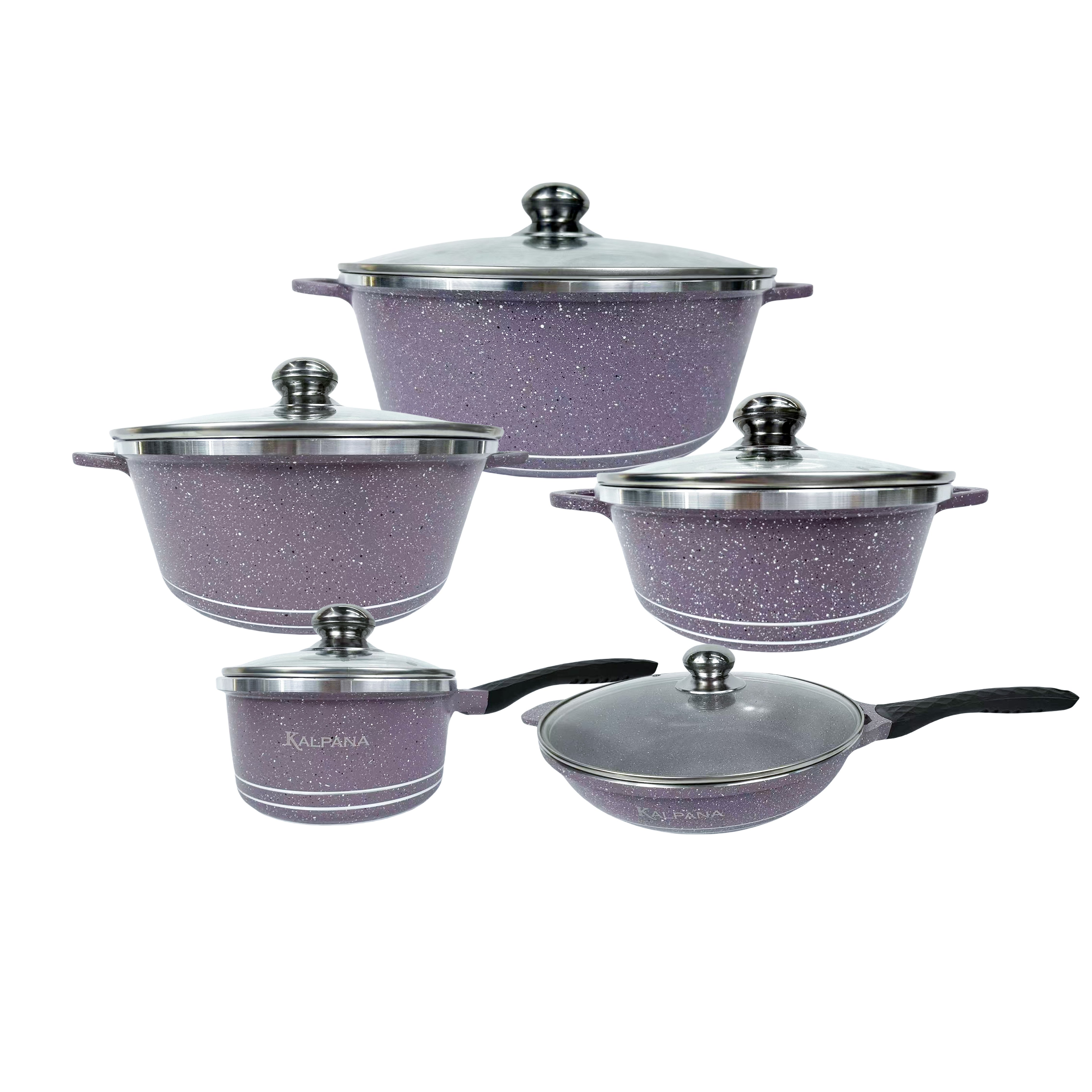 Popular SellCast Aluminum Casserole Pot With Glass Lid New Design Non Stick Cookware Sets