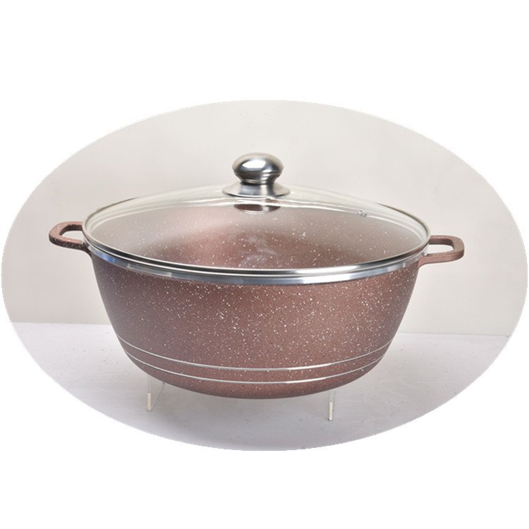 10Pcs Aluminum Die Cast Marble Painting Non Stick Cookware Set 20/24/28/32CM Casserole+28CM Shallow Sauce Pot Kitchenware Sets