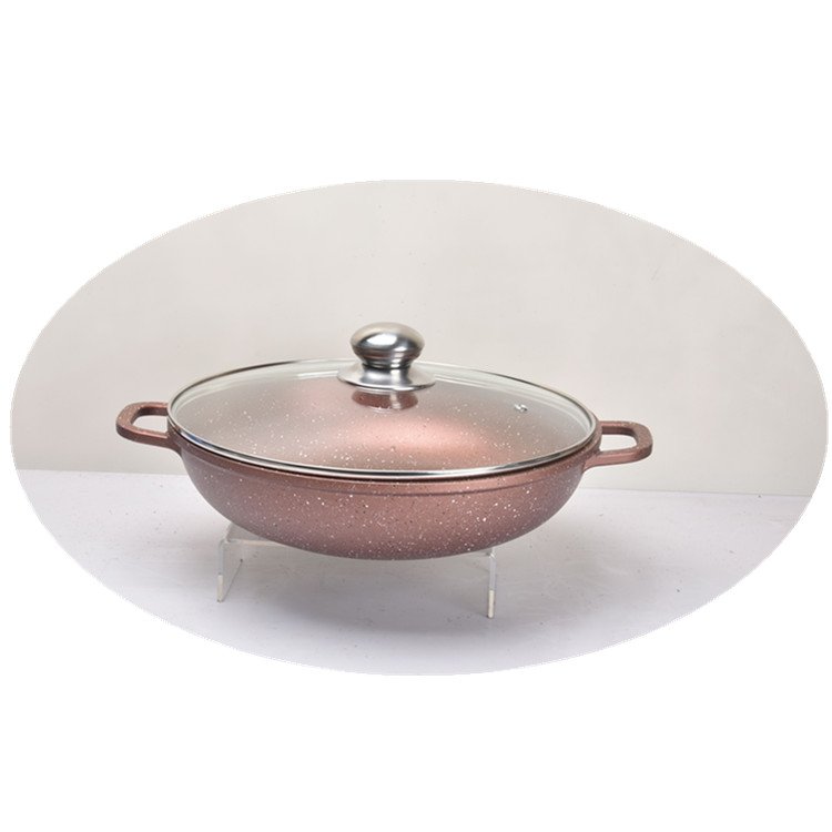 10Pcs Aluminum Die Cast Marble Painting Non Stick Cookware Set 20/24/28/32CM Casserole+28CM Shallow Sauce Pot Kitchenware Sets