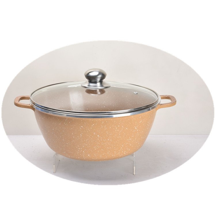 10Pcs Aluminum Die Cast Marble Painting Non Stick Cookware Set 20/24/28/32CM Casserole+28CM Shallow Sauce Pot Kitchenware Sets