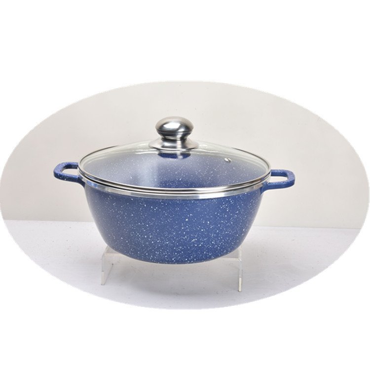 10Pcs Aluminum Die Cast Marble Painting Non Stick Cookware Set 20/24/28/32CM Casserole+28CM Shallow Sauce Pot Kitchenware Sets