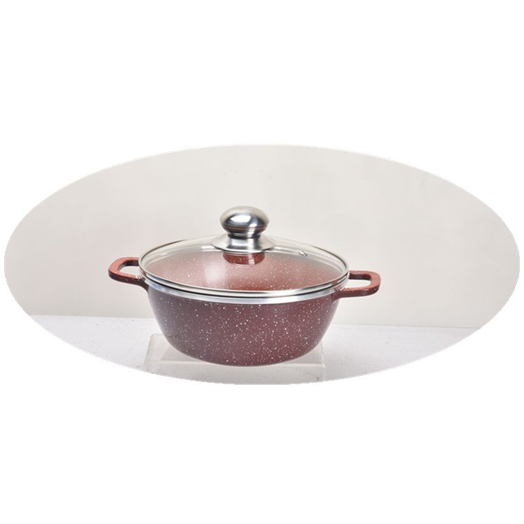 10Pcs Aluminum Die Cast Marble Painting Non Stick Cookware Set 20/24/28/32CM Casserole+28CM Shallow Sauce Pot Kitchenware Sets