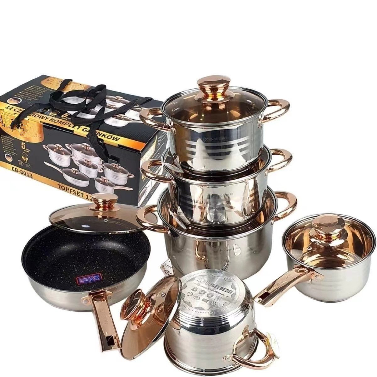 Good Quality Multiple Sizes Stainless Steel Base Non Stick Cooking Pot and Pan Cookware Set Kitchen Cooking Pot Set