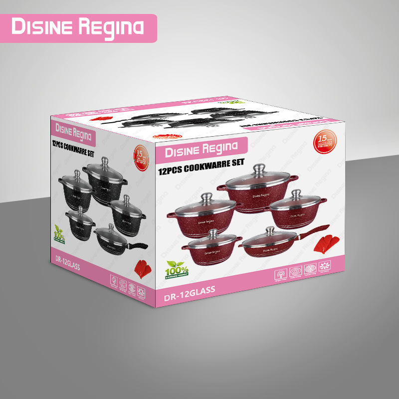 12 pcs Hight quality kitchenware nonstick aluminium cooking pan set pots cookware sets