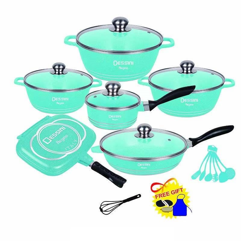 New Design Die Cast Aluminum Cookware Set With Glass Lid Fry Pans Set Cookware Non Stick Coating Kitchen Cookware Sets grill pan