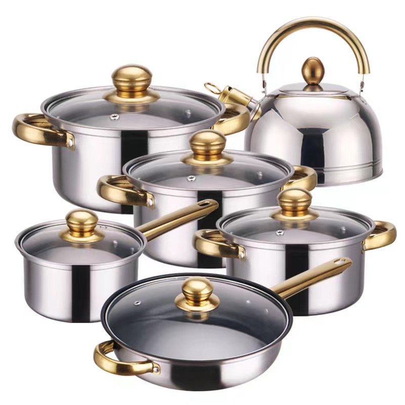 12pcs Kitchen Utensils Stainless Steel Cookware Set Lecreuset Cookware Sets Cooking Pot Set Cookware