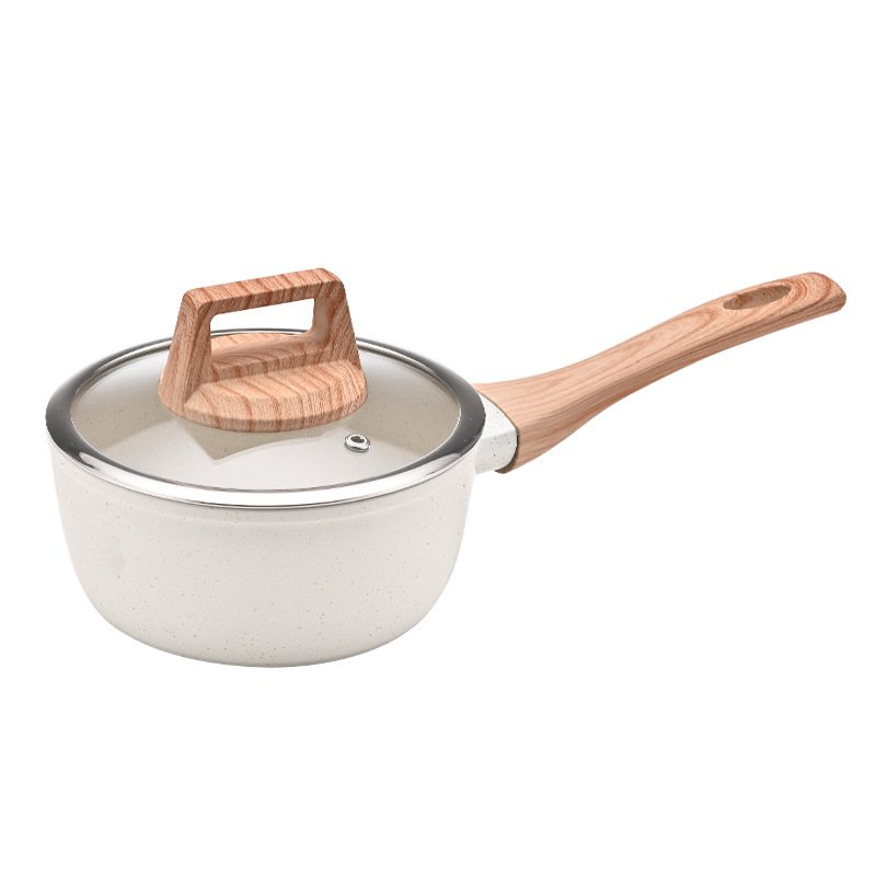 Wholesale 12 Pieces Aluminum Alloy White Granite Kitchen Cooking Pan Pot Set Non Stick Cookware Sets with Wood Handle