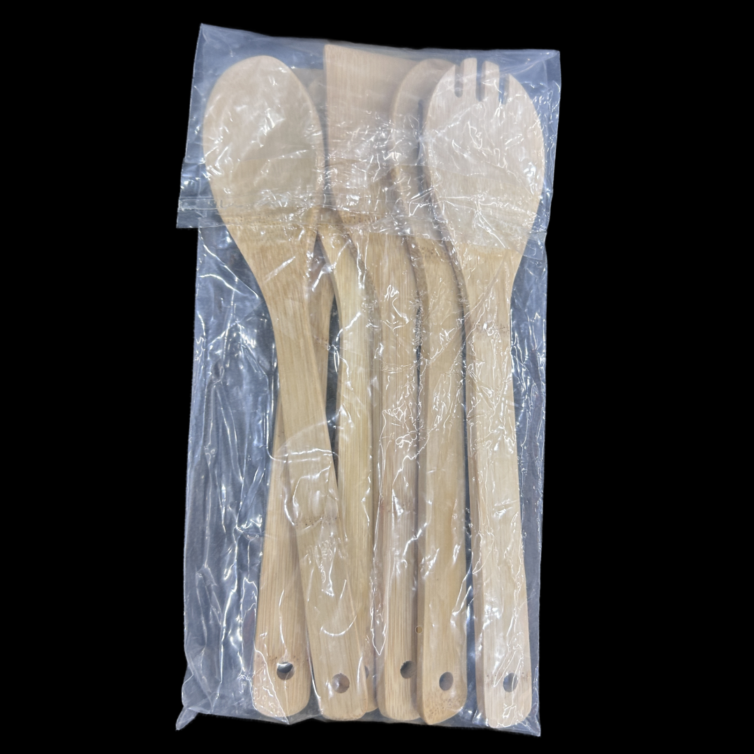 6 Pcs Kitchen Cooking Tool Set Eco Friendly Natural Non-Stick Spoons Bamboo Spatula Cookware Sets for Cooking