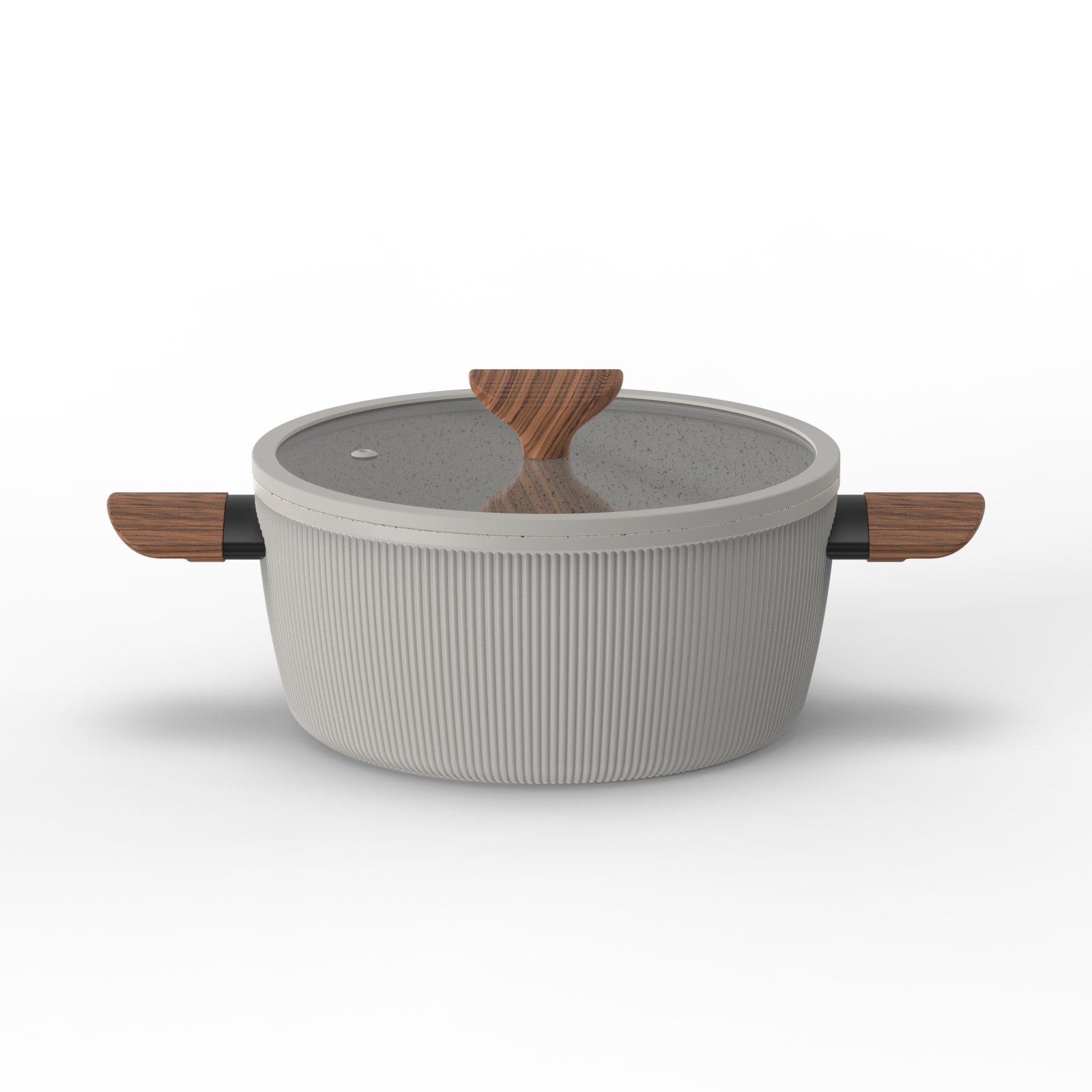 Rofee New Arrivals Aluminum 8 Piece Cooking Sets Kitchen Ware Forged Marble nonstick Coating Cookware Set For Wooden Handle