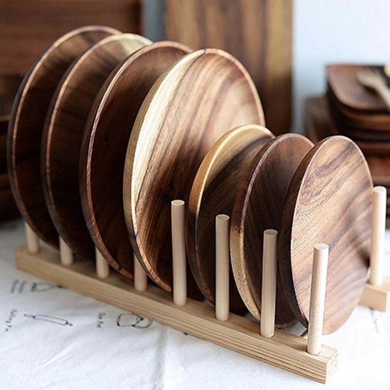 Hot Selling 2024 Custom Acacia Plates, Square, Rectangle, Oval Acacia Plates Wooden Dishes & Plates