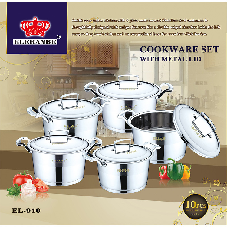 6Piece Stainless Steel Wall Angle panelas Set Pot Soup Pot Cookware Export Quality kitchen pots Stainless Steel Cookware Set