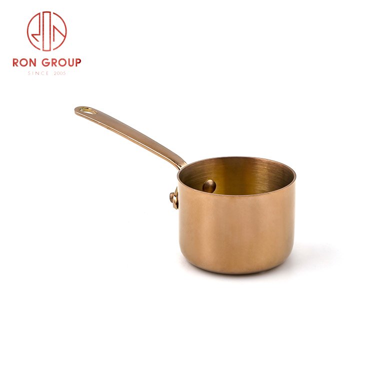 High quality hot sell 304 Stainless Steel sauce containers handle copper dipping sauce pot nonstick cookware sets