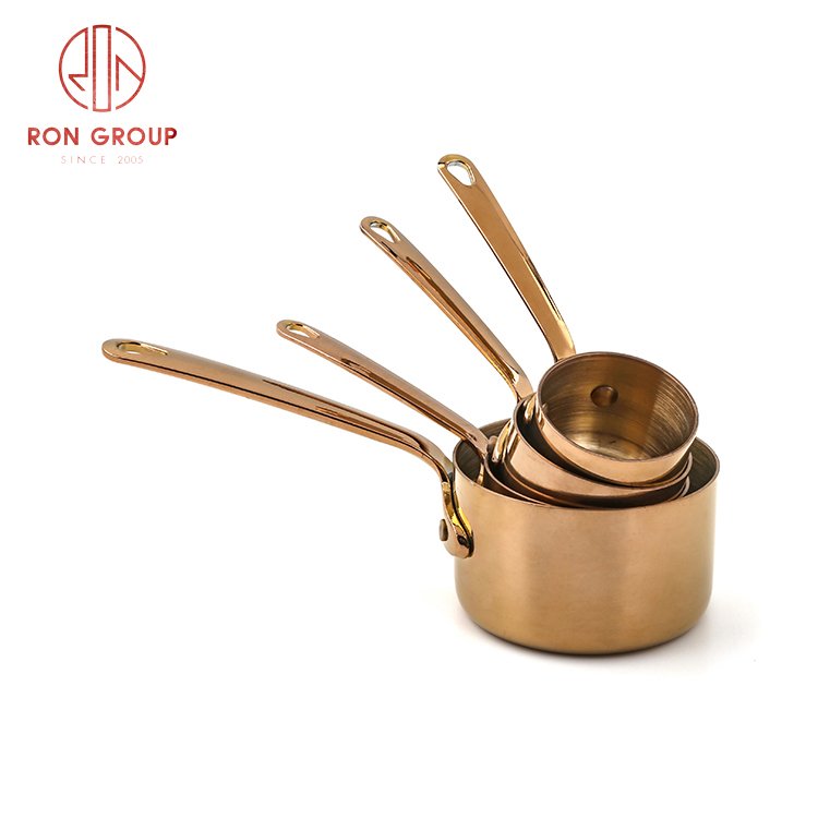 High quality hot sell 304 Stainless Steel sauce containers handle copper dipping sauce pot nonstick cookware sets
