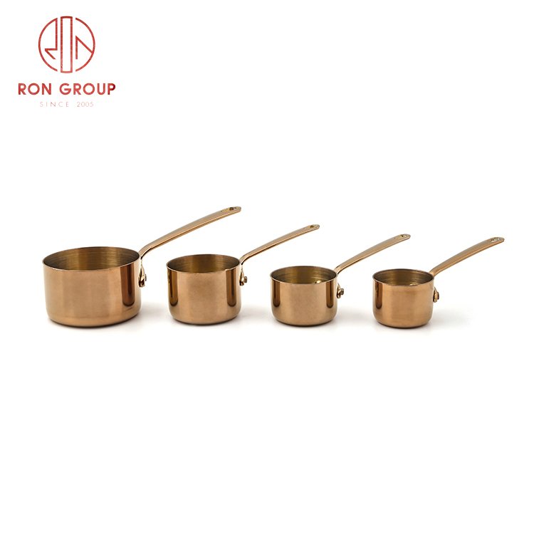 High quality hot sell 304 Stainless Steel sauce containers handle copper dipping sauce pot nonstick cookware sets