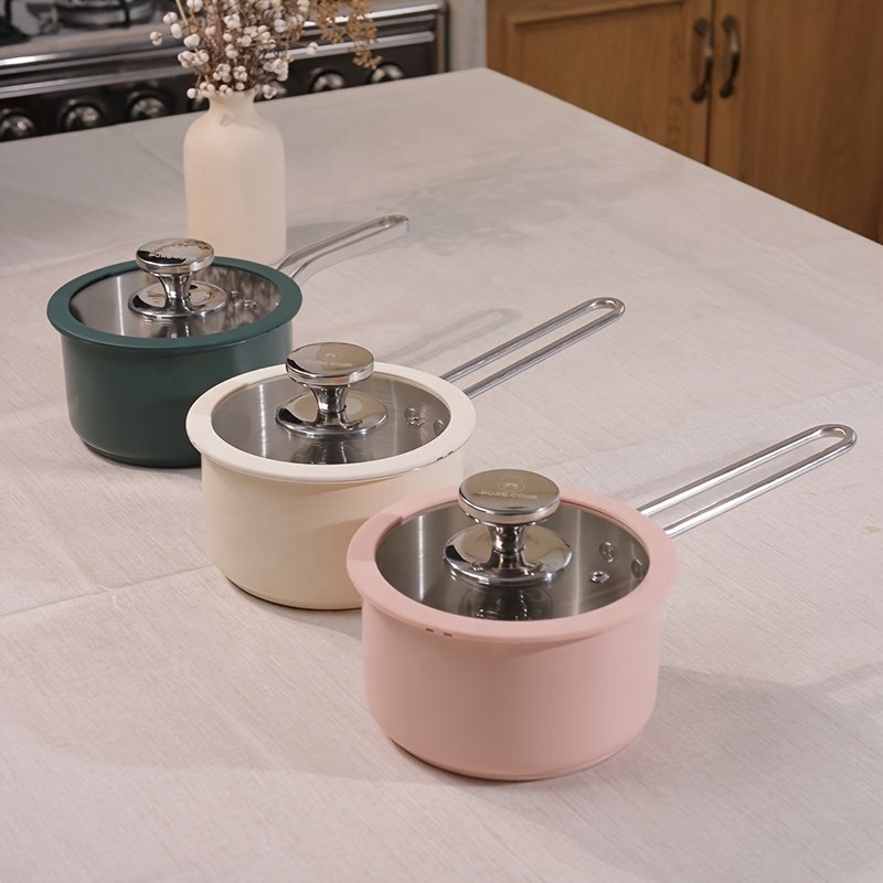 Korean Portable Fashion Style Color Steel Durable Ceramic Coating Cooking Pot For Set Non-stick Sauce Pan Cookware Set