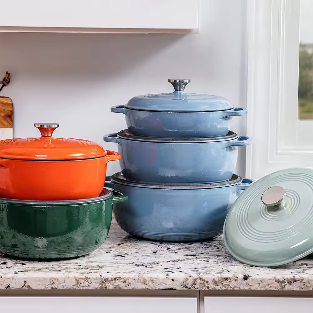 wholesale Multi-Color Cast Iron Casserole 23/26/28cm cooking pot Cast Iron Casserole Dutch Pot Enamel Cast Iron Cookware set