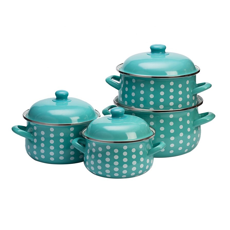 Hot Sale Enamel Cookware Set Flower Decal Cookware Sets Soup Pot