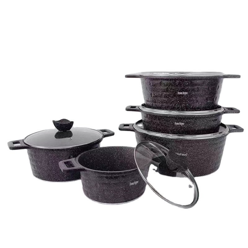 Home Kitchenware 10 pieces Kitchen Cookware Set New Arrival Home Use Aluminium Alloy Soup Milk Cooking Pot Set