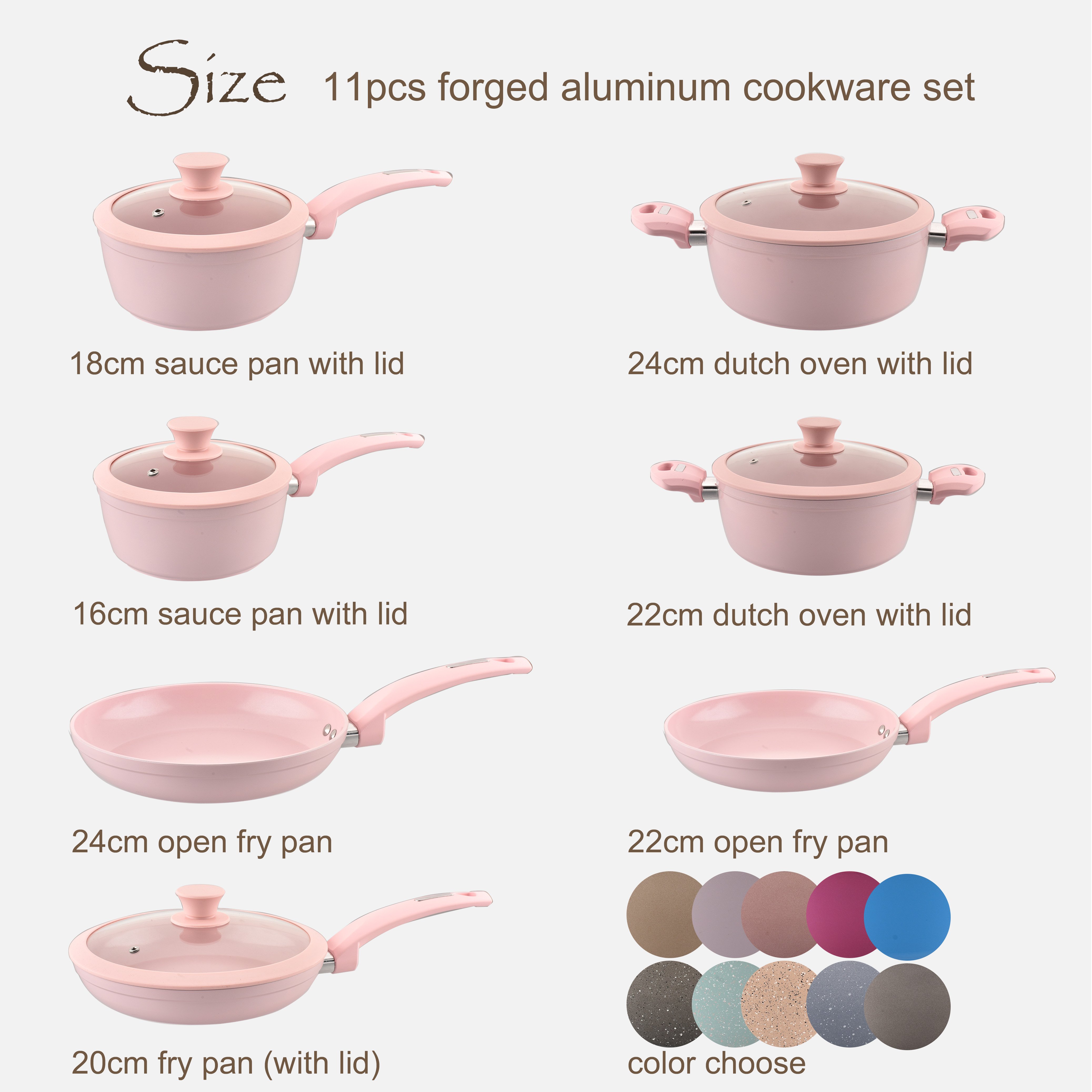 Forged aluminum cooking pot and pan set Korea marble cookware set