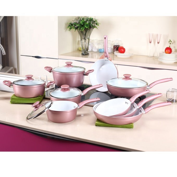 Forged aluminum cooking pot and pan set Korea marble cookware set