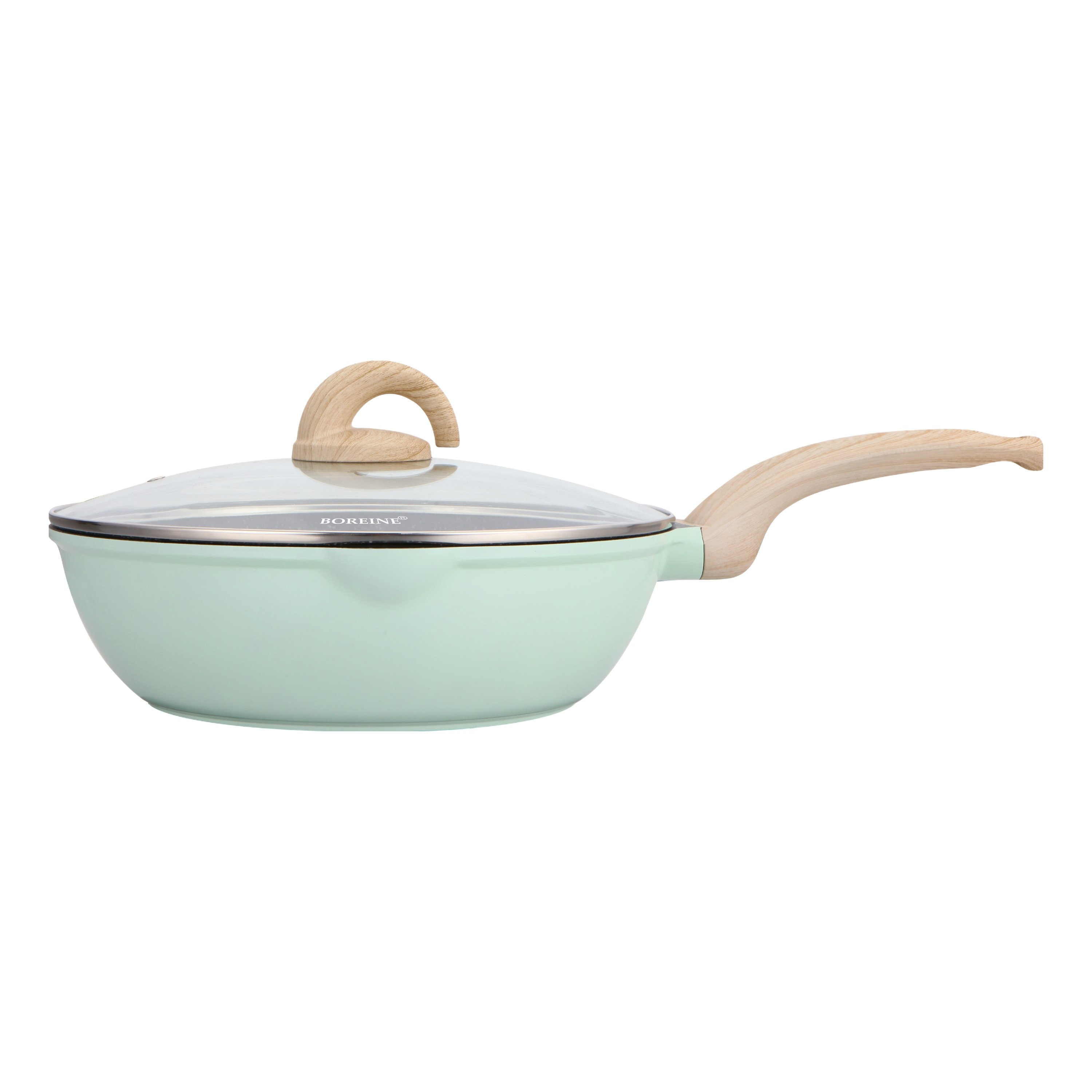 BOREINE Hot Selling Ceramic Coating Die Casting Aluminum Non Stick Cookware Sets Wholesale Deep Fry Pan