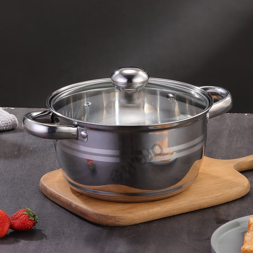 WUJO Stainless Steel Camping Cookware Pot Set 18 10 5 Ply Stainless Steel Cookware Sets