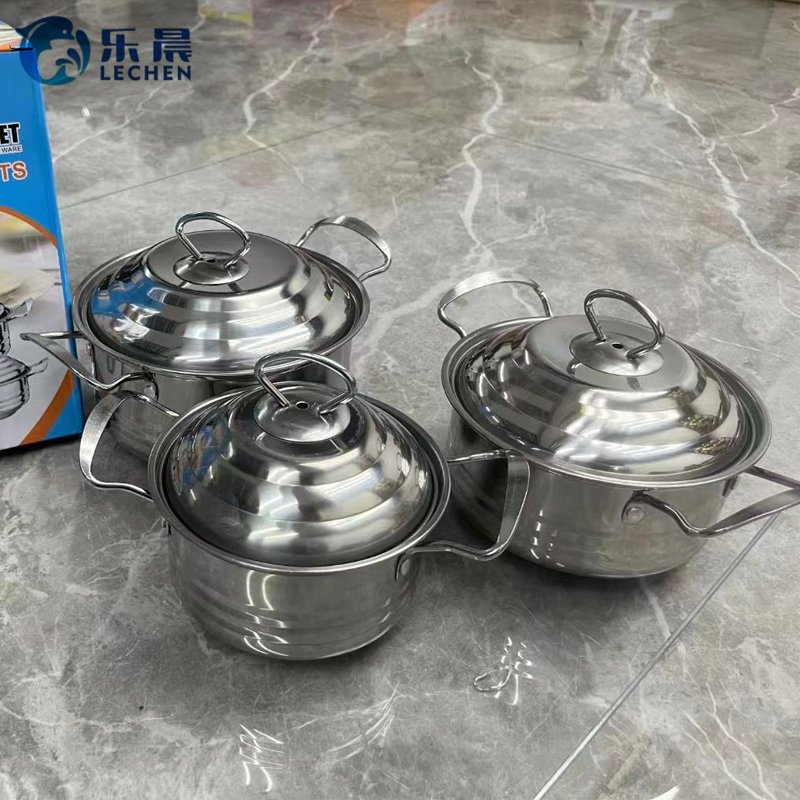 Cooking Pot Cookware Set Stainless Steel Pot and the soup pot can be used as a lid 3 pcs set 16-20cm/4 pcs set 16-22 cm