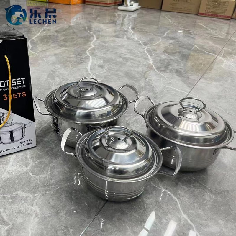 Cooking Pot Cookware Set Stainless Steel Pot and the soup pot can be used as a lid 3 pcs set 16-20cm/4 pcs set 16-22 cm
