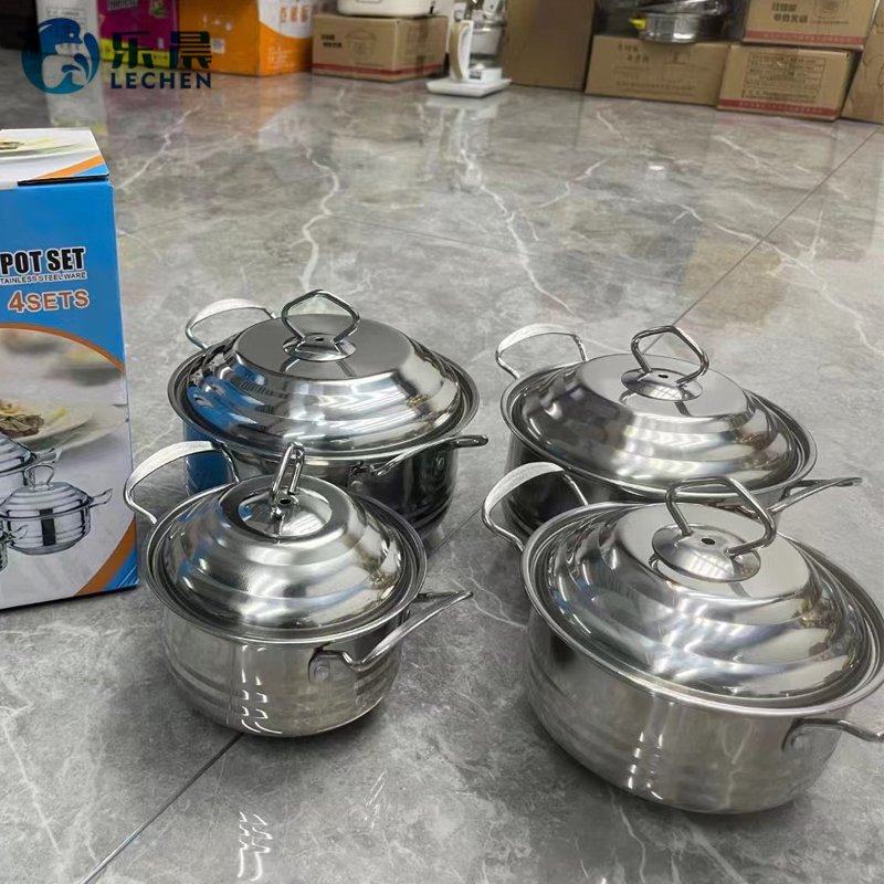 Cooking Pot Cookware Set Stainless Steel Pot and the soup pot can be used as a lid 3 pcs set 16-20cm/4 pcs set 16-22 cm