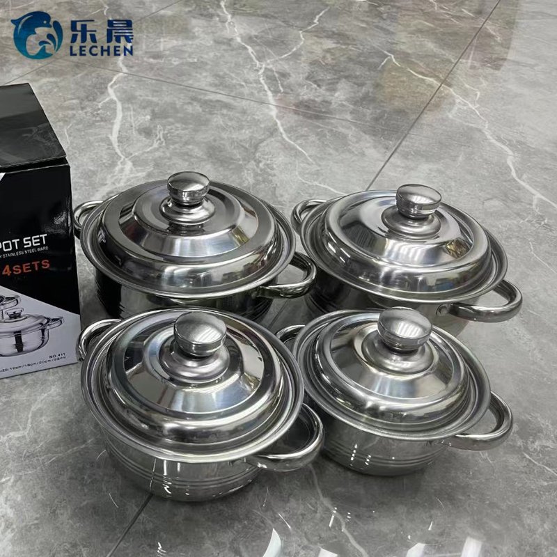 Cooking Pot Cookware Set Stainless Steel Pot and the soup pot can be used as a lid 3 pcs set 16-20cm/4 pcs set 16-22 cm